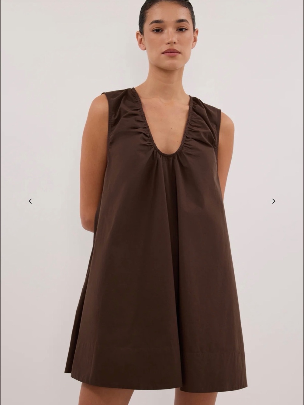 DISSH Gabby Bitter Choc Oversized Cotton Mini Dress